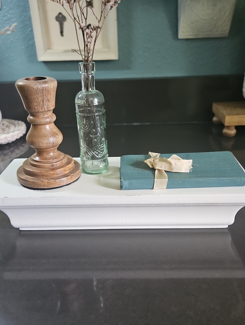 Wooden White Floating Shelf Only (Decor Not Included)